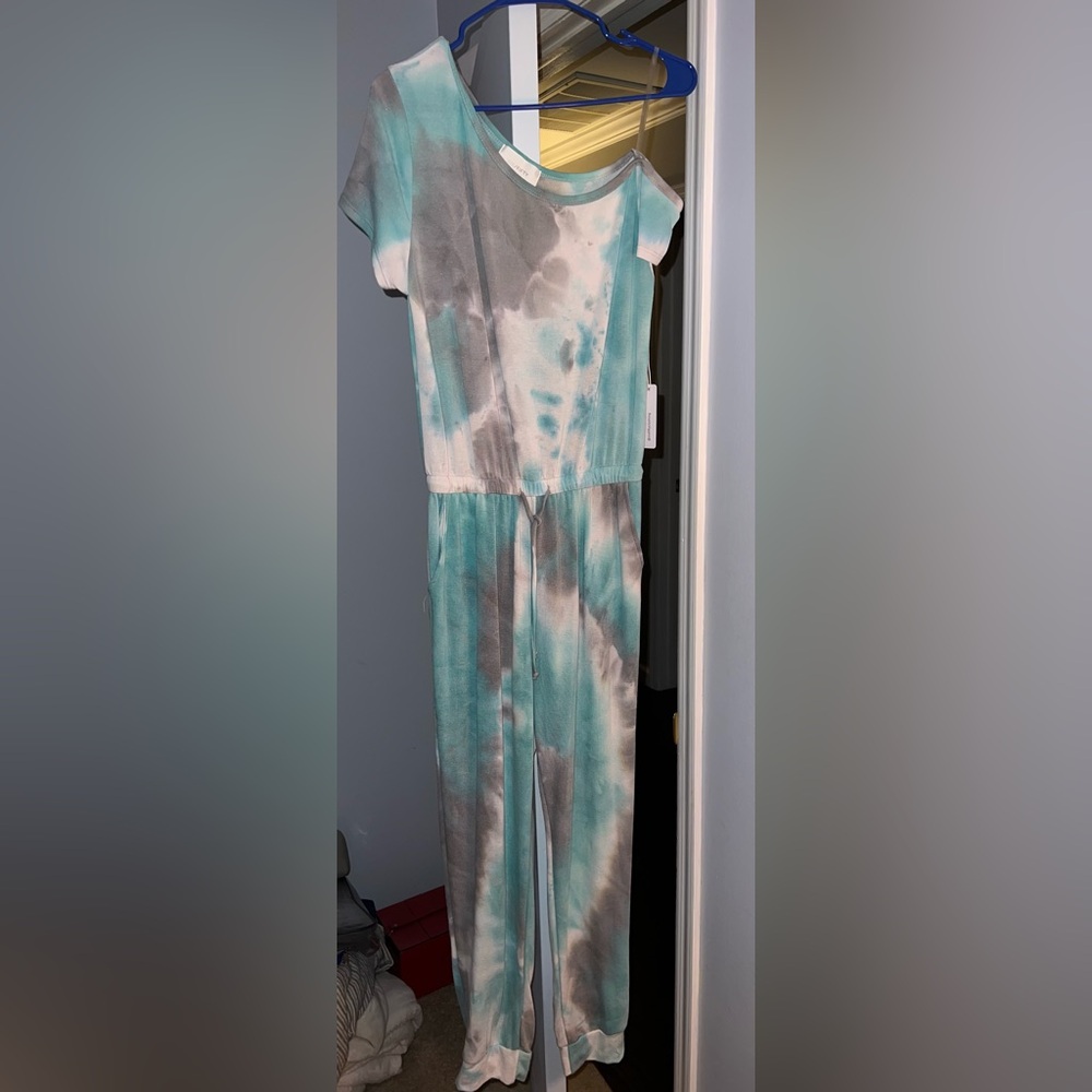 Tie die jumpsuit, off the shoulder. From boutique, never worn, with tag